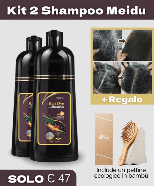 Meidu 3 in 1 Capelli Grigi 💧 Shampoo, Balsamo e Nutrizione